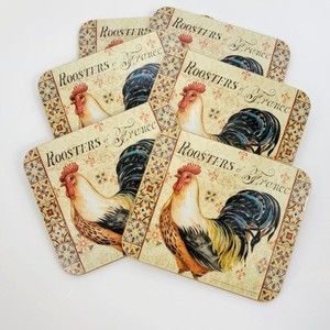Roosters of France Drink Coasters Set of Six